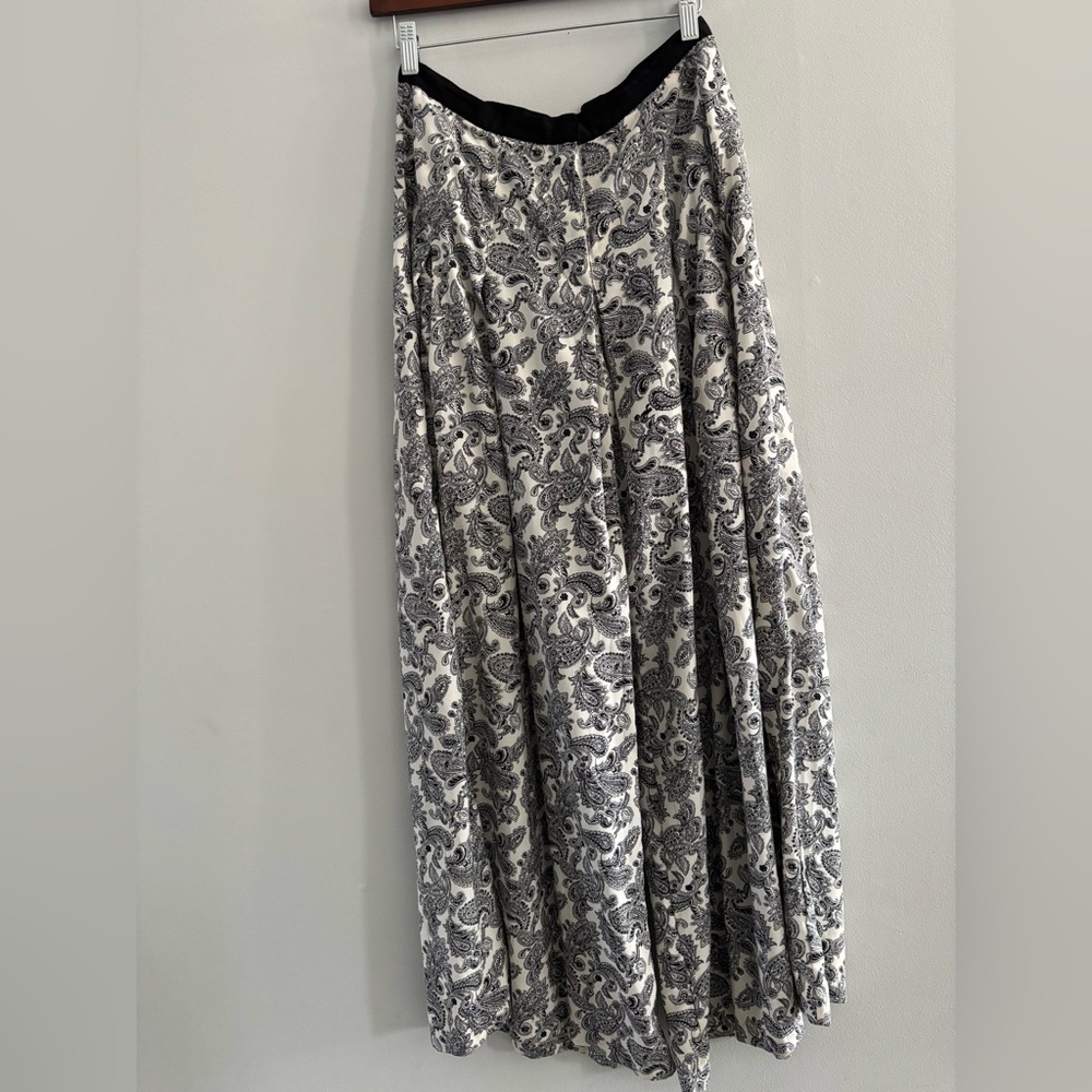 Staring at Stars Pants Black White Paisley Wide Leg Bohemian Lagenlook Size 4